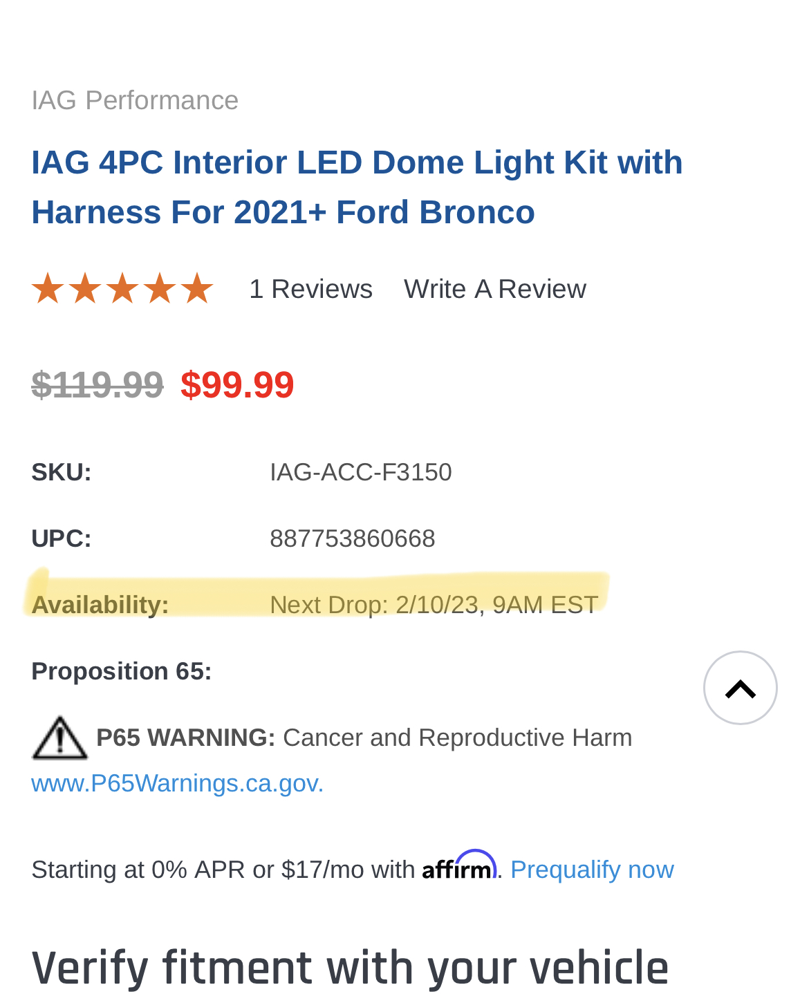 Ford Bronco New Product Release: IAG Four Piece Interior Dome Light Kit with Harness 091251C3-835E-4DF0-A690-5BD2EC228E0B