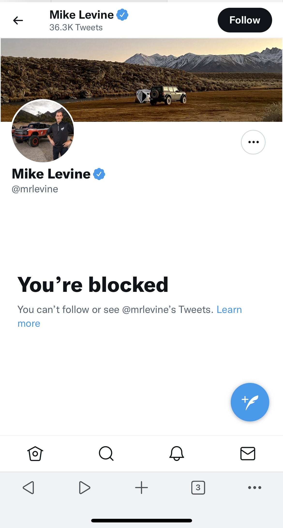Ford Bronco Blocked by Mike Levine on Twitter for asking about early reservation holder deliveries 0CF000DA-5602-4FFE-ACCE-576802A43EDD