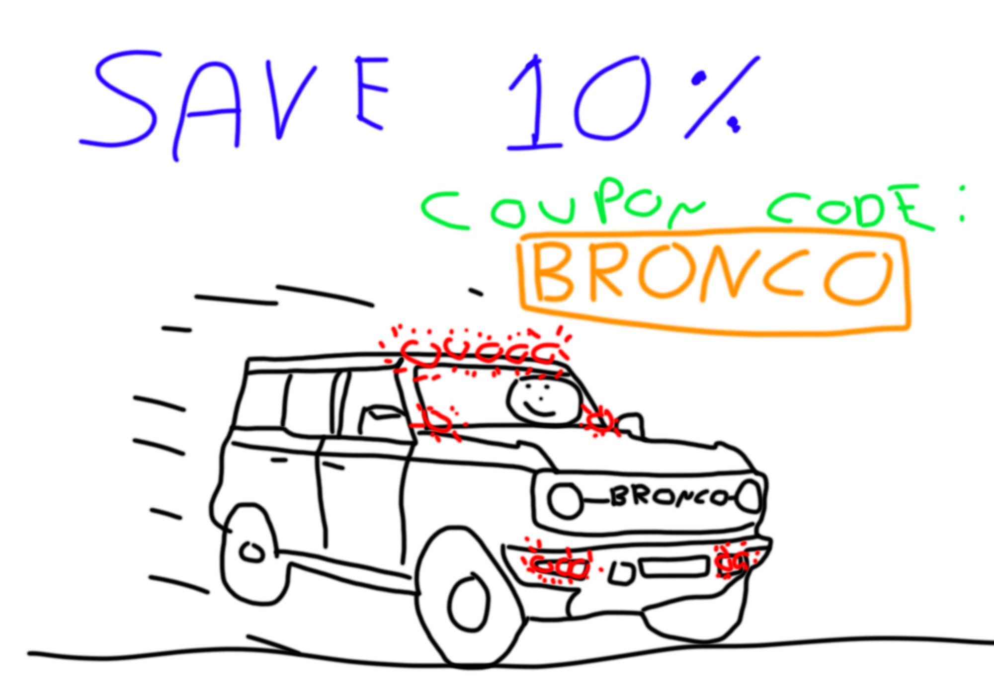 Ford Bronco SAVE 10% on Lights & Accessories at 4x4TruckLEDs.com 10 Percent Drawin