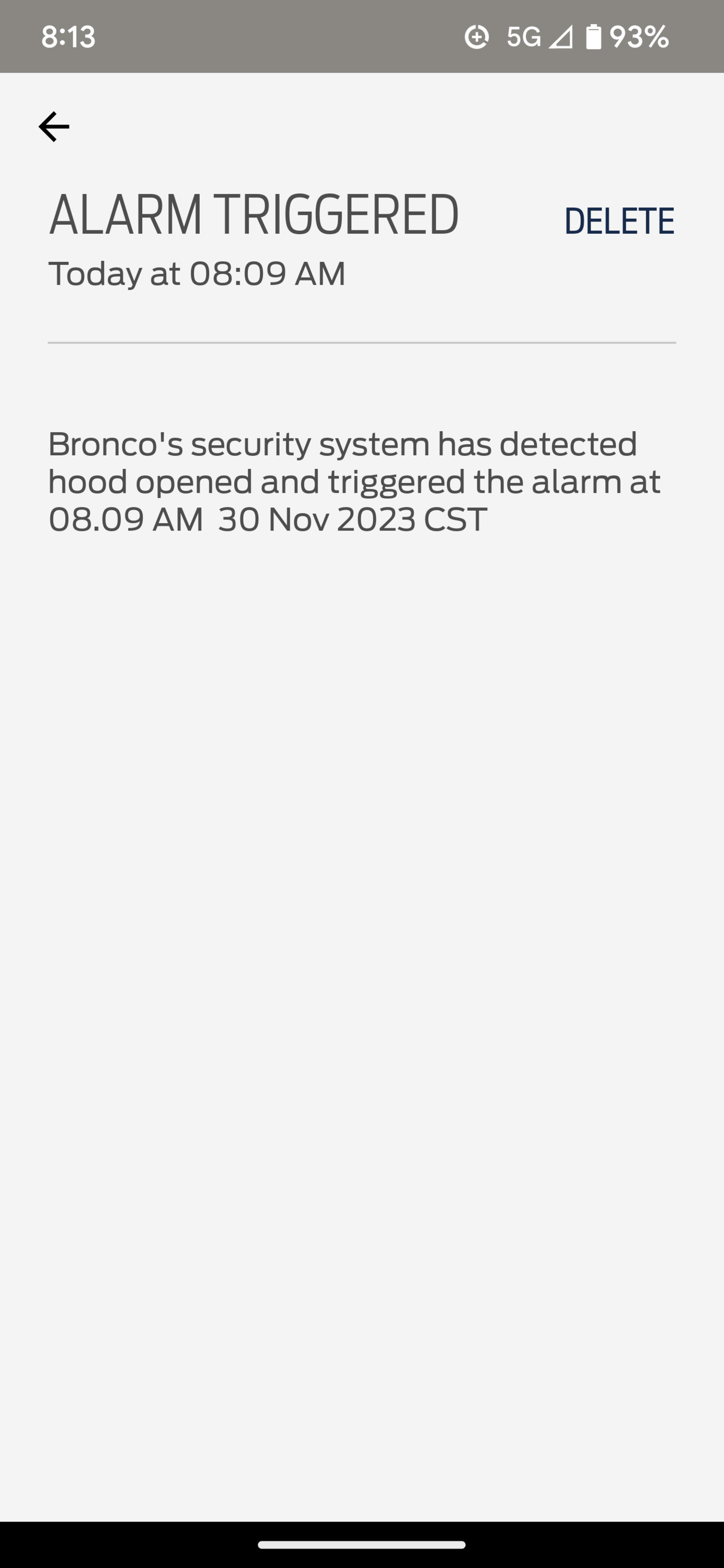Ford Bronco Alarm keeps triggering 1000007635