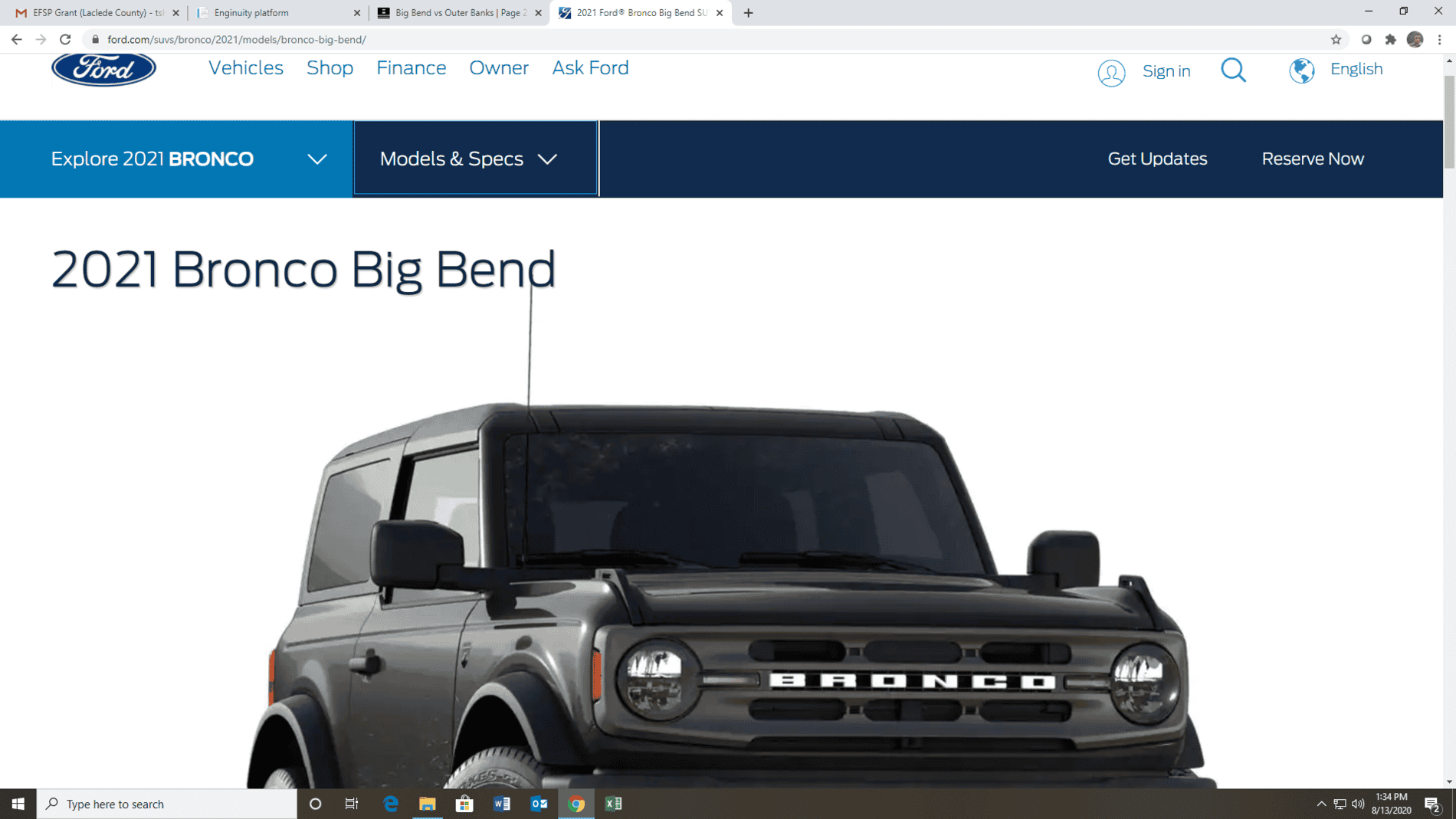 Ford Bronco Big Bend vs Outer Banks 1597343660534
