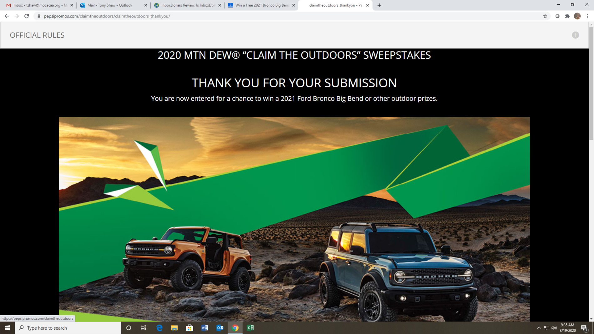 Ford Bronco Win a Free 2021 Bronco Big Bend from Mountain Dew 1597847827473