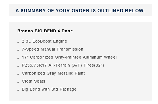 Ford Bronco Incorrect Order confirmation from Ford?? Anyone else? 1611605796204