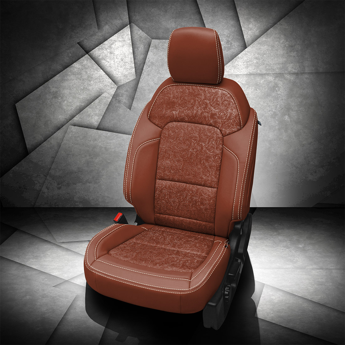 Ford Bronco Katzkin diamond stitch leather seats in Hauk Designs Bronco spicoli-awesome-