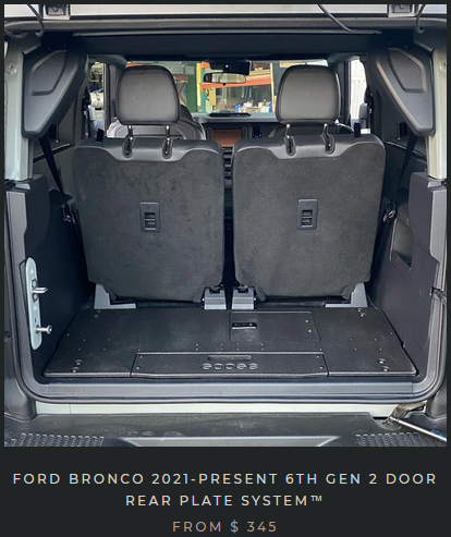 Ford Bronco Goose Gear developing 2021+ Bronco rear seat delete system and foldout table 1632499995922