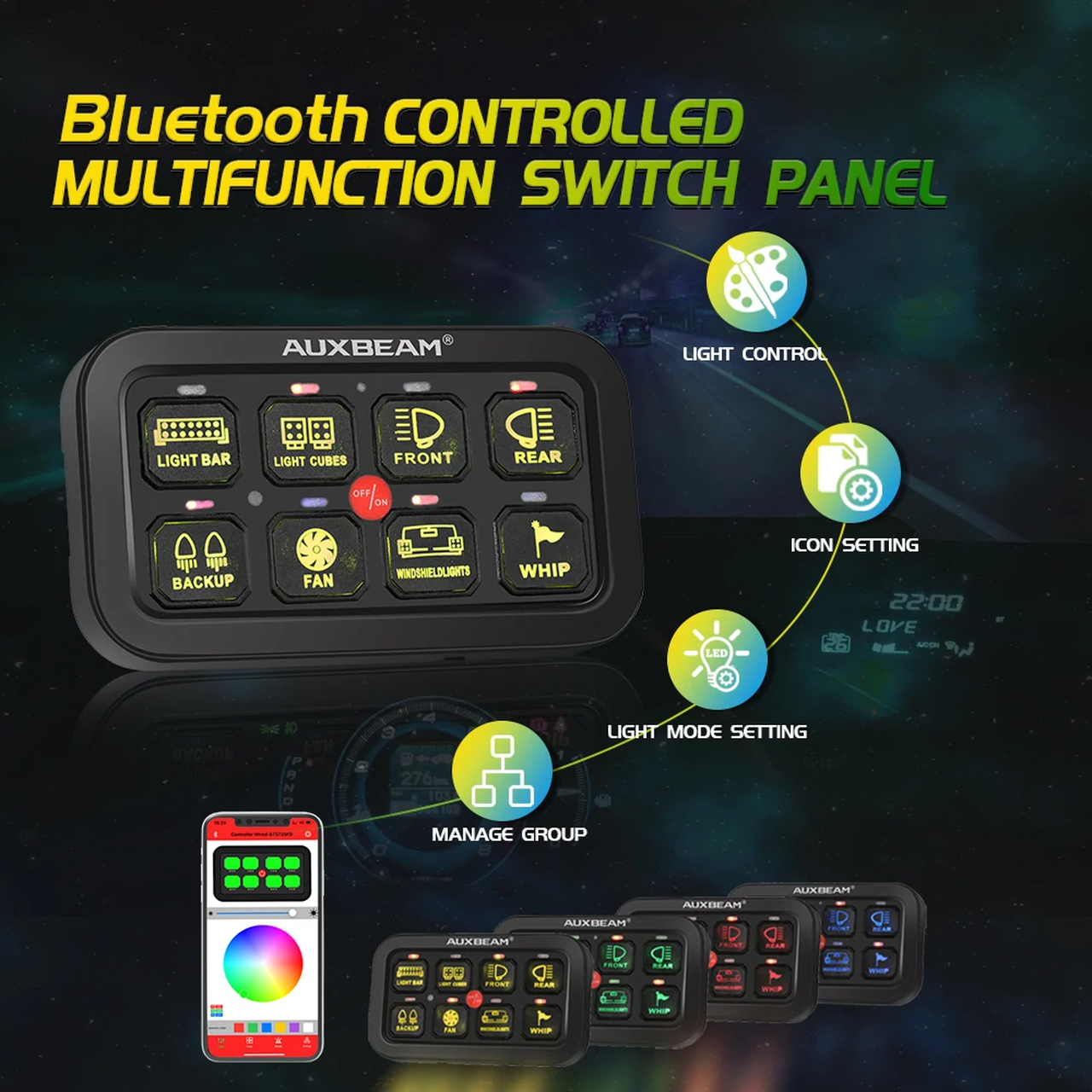 Ford Bronco Multifunction RGB Switch Panel w/Bluetooth Control Now Available 1642621875492