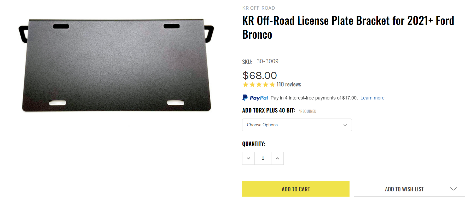 Ford Bronco USA Made Front License Plate Bracket from KR Off-Road | 10% Off 1656292395045