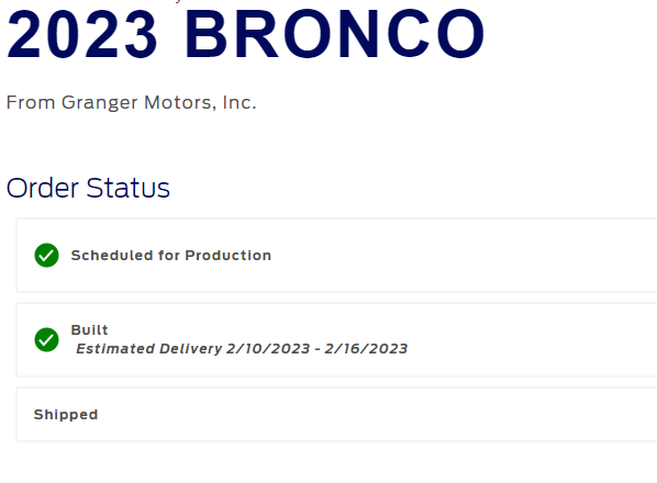 Ford Bronco 01/16/2023 Build Week 1674346423042