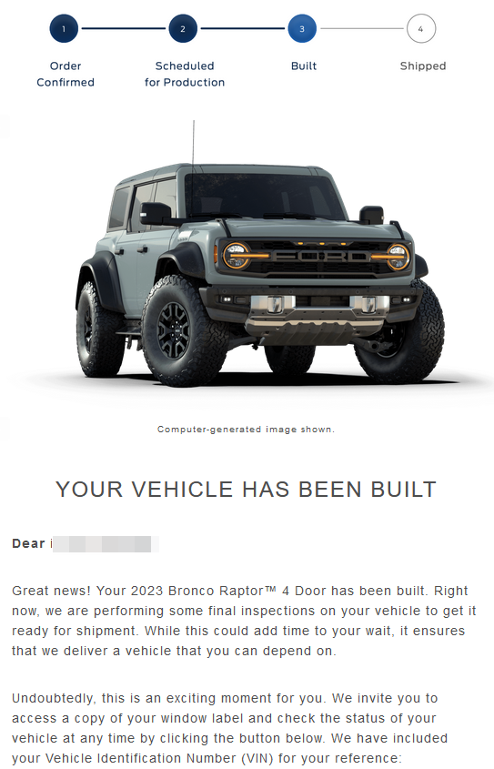 Ford Bronco ⏳ Bronco Raptor now being scheduled for production & VIN assigned 1682003262802