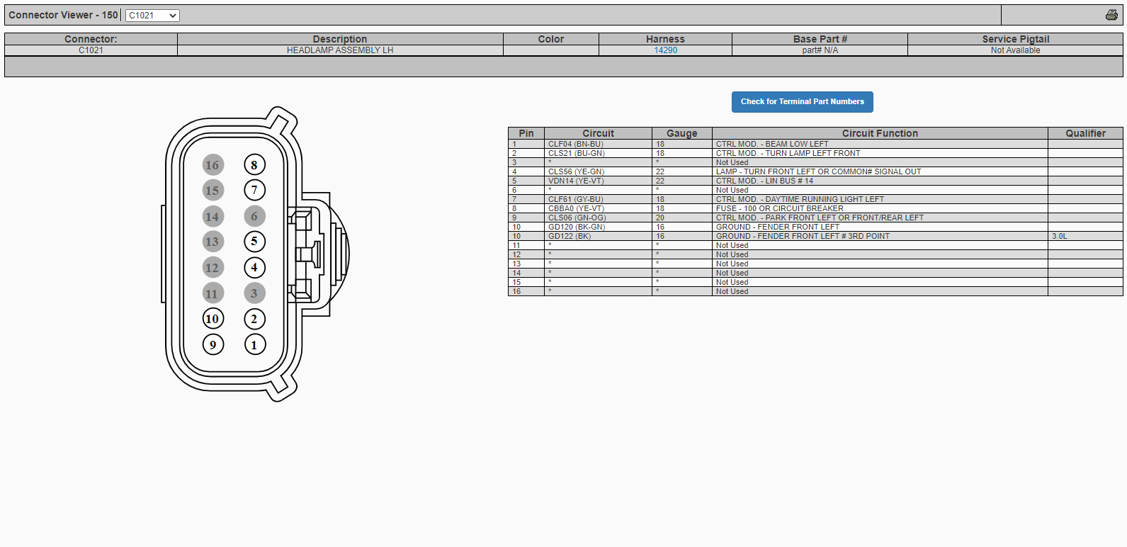 Ford Bronco Headlight plug diagram 1682437576036