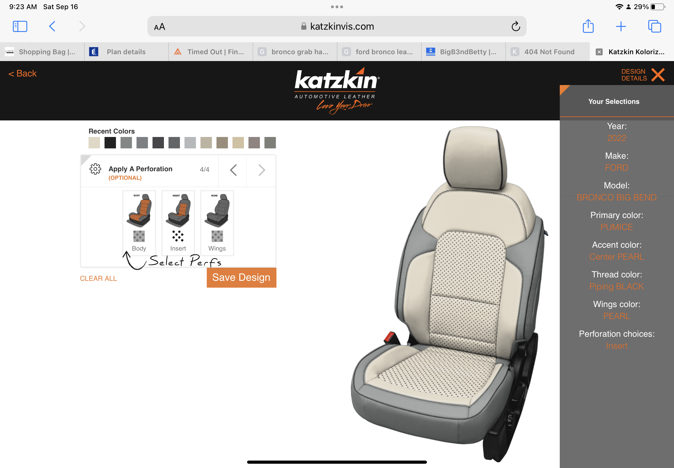Ford Bronco Trying to pick Katzkin Seat Colors/Design 1694886390240