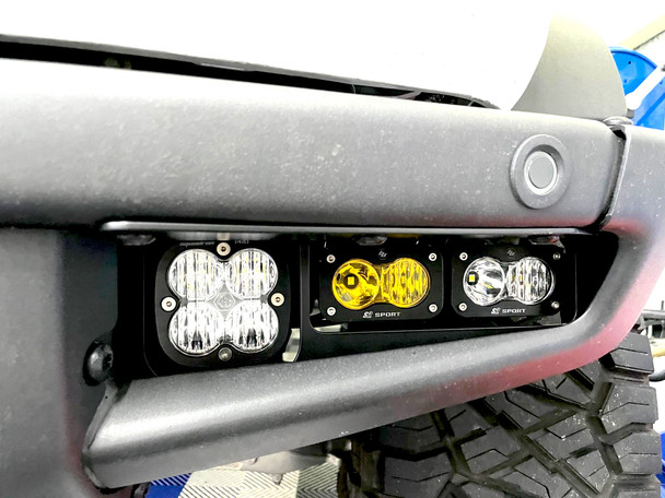 Ford Bronco Triple Fog Light Kits w/Bronco Raptor Pigtails 1703794150164
