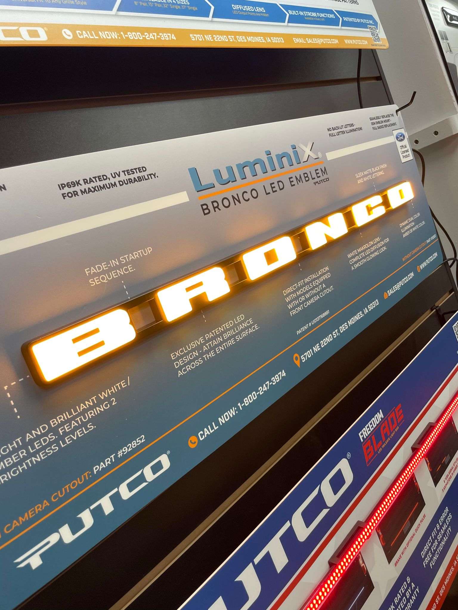 Ford Bronco Putco Luminix Ford Bronco LED Grille Emblem for 2021+ Ford Bronco 1708973007214