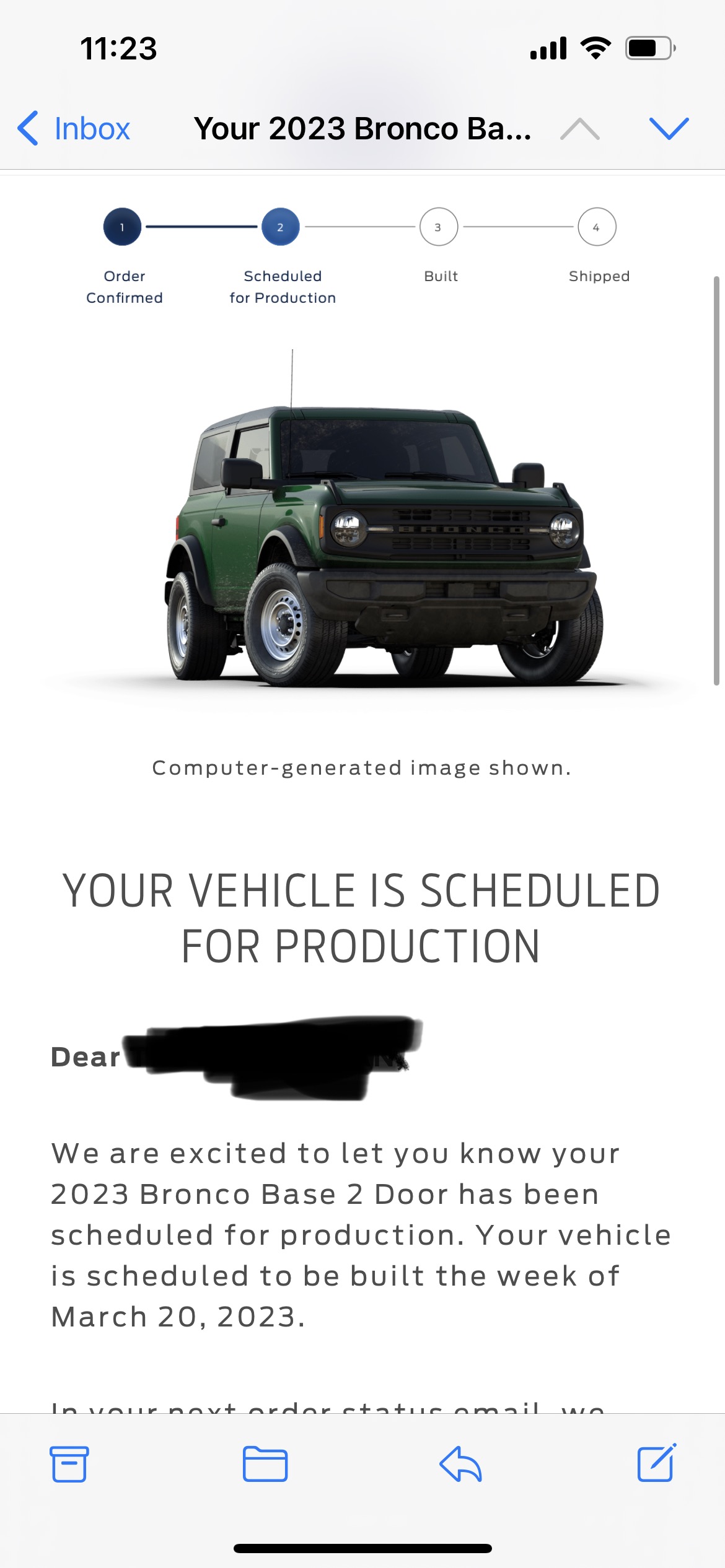 Ford Bronco 📬 Just got scheduled email today Jan 19! Post yours! 1D73A065-751F-4343-BBC2-75A931C87EBD