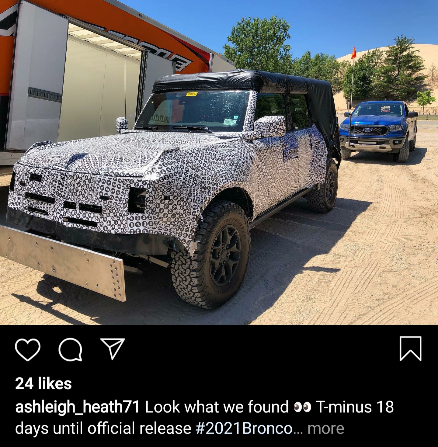 Ford Bronco Bronco Mule Spotted Testing Off-Road Wearing BFG K02 Tires and Mad Max Bumper 20200625_125529