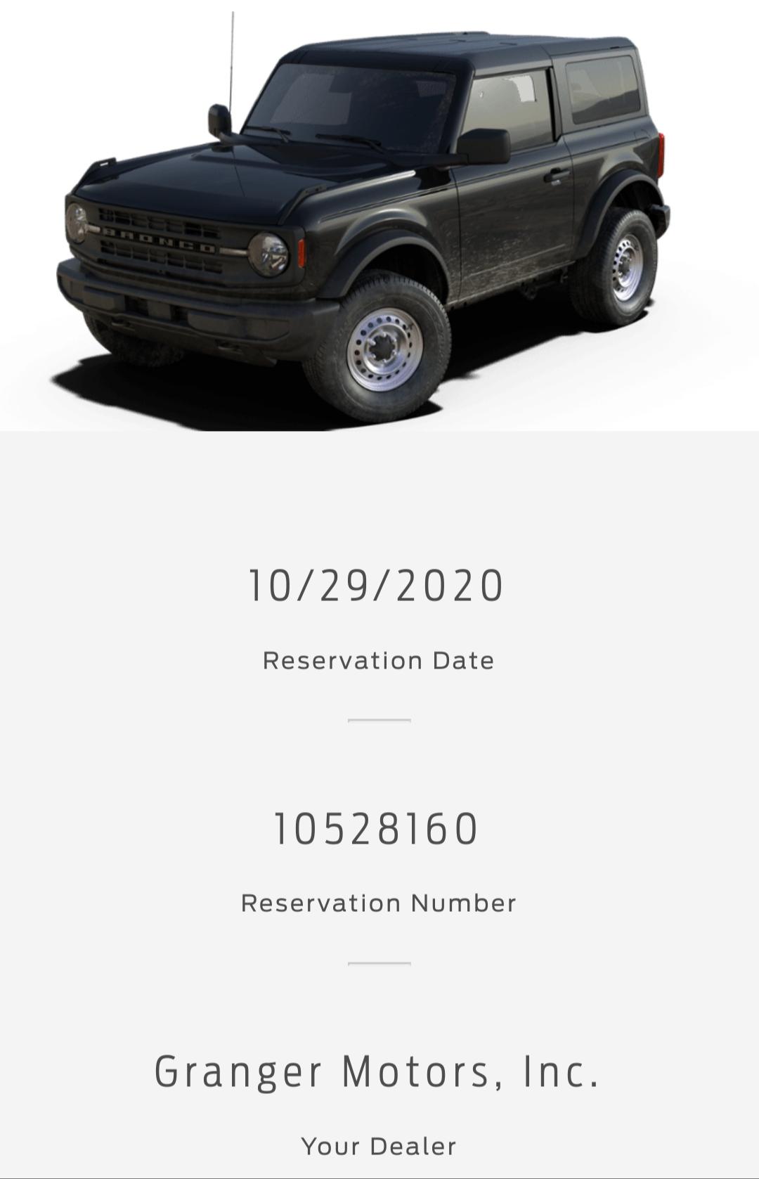 Ford Bronco $2000 off Invoice on October Bronco Reservations at Granger Ford 20201029_194035