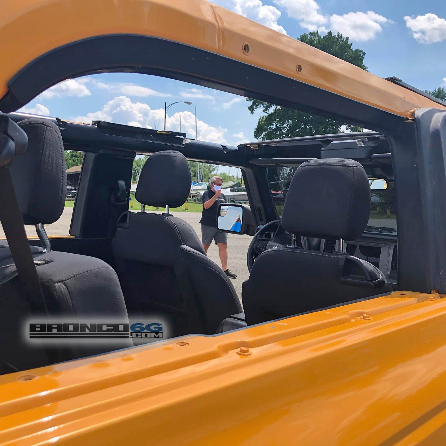 Ford Bronco Spotted: Base Bronco + Sasquatch Package, with underhood engine shot (Cyber Orange) 2021 Base Bronco + Sasquatch Package + Underhood Engine Cyber Orange Closeup Real Life  107716