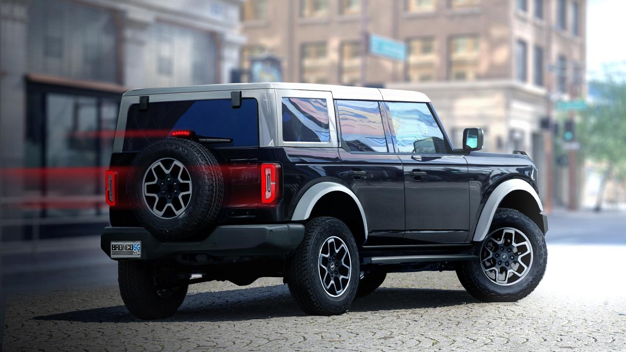 Ford Bronco Bronco6G's 2021 Bronco in Production Colors, Painted and White Top, Flares, Grille [Preview Renderings] 2021 Bronco-4-door_absolute-black-white-top-flares-grille