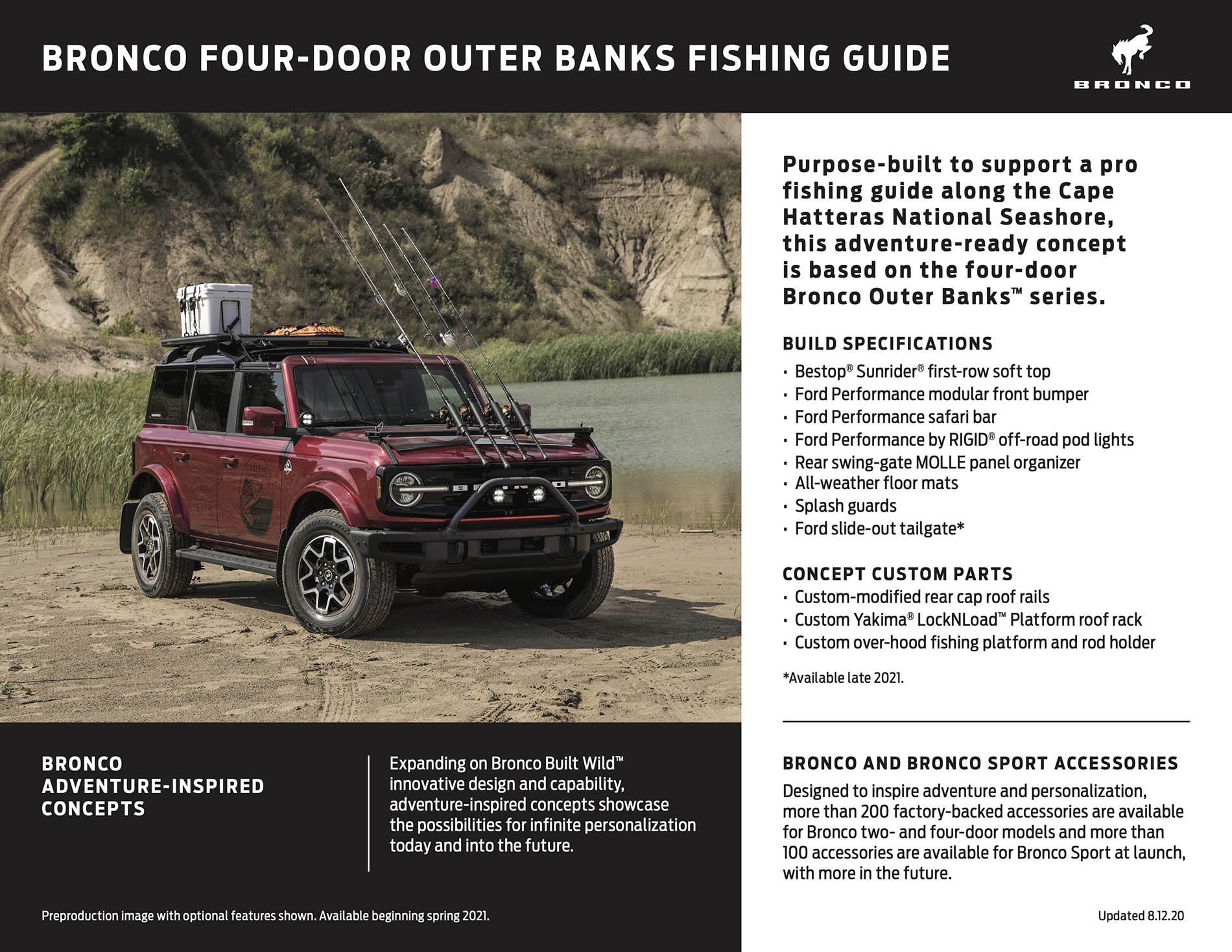 Ford Bronco With news that the 4 door pullout tray is late 2021. Its time for operation 2 door pullout tray 2021 Bronco Four Door Outer Banks Fishing Guide Concept Fact Sheet
