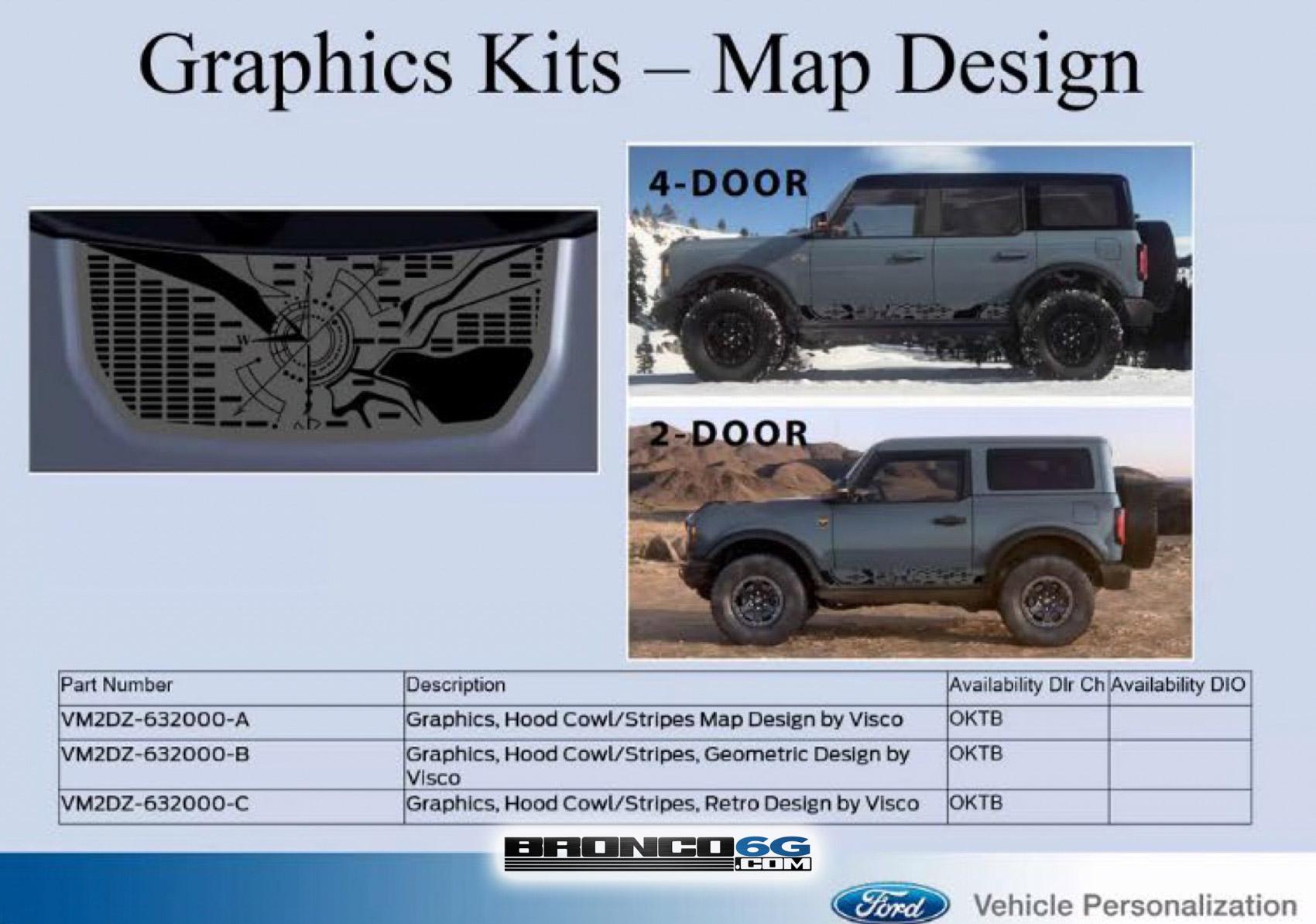 Ford Bronco ⚙️ 2021 BRONCO ACCESSORIES PICTURES! Ford Performance Parts Catalog + Availability Schedule ? 2021 Bronco Graphics Kits Map Design - Ford Performance OEM factory accessory
