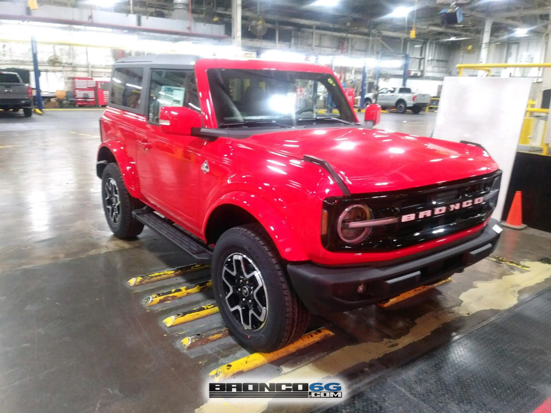 2021 Bronco Outer Banks Leather interior factory production line photos 32 Race Red.jpg