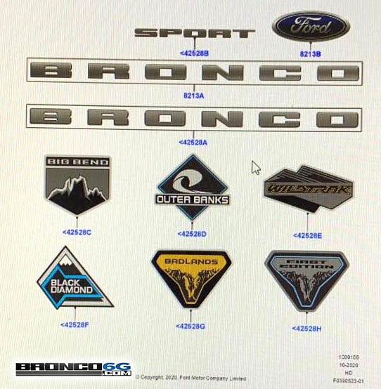 Bronco Trim Model Badge / Logo / Emblem Sticker Part ...