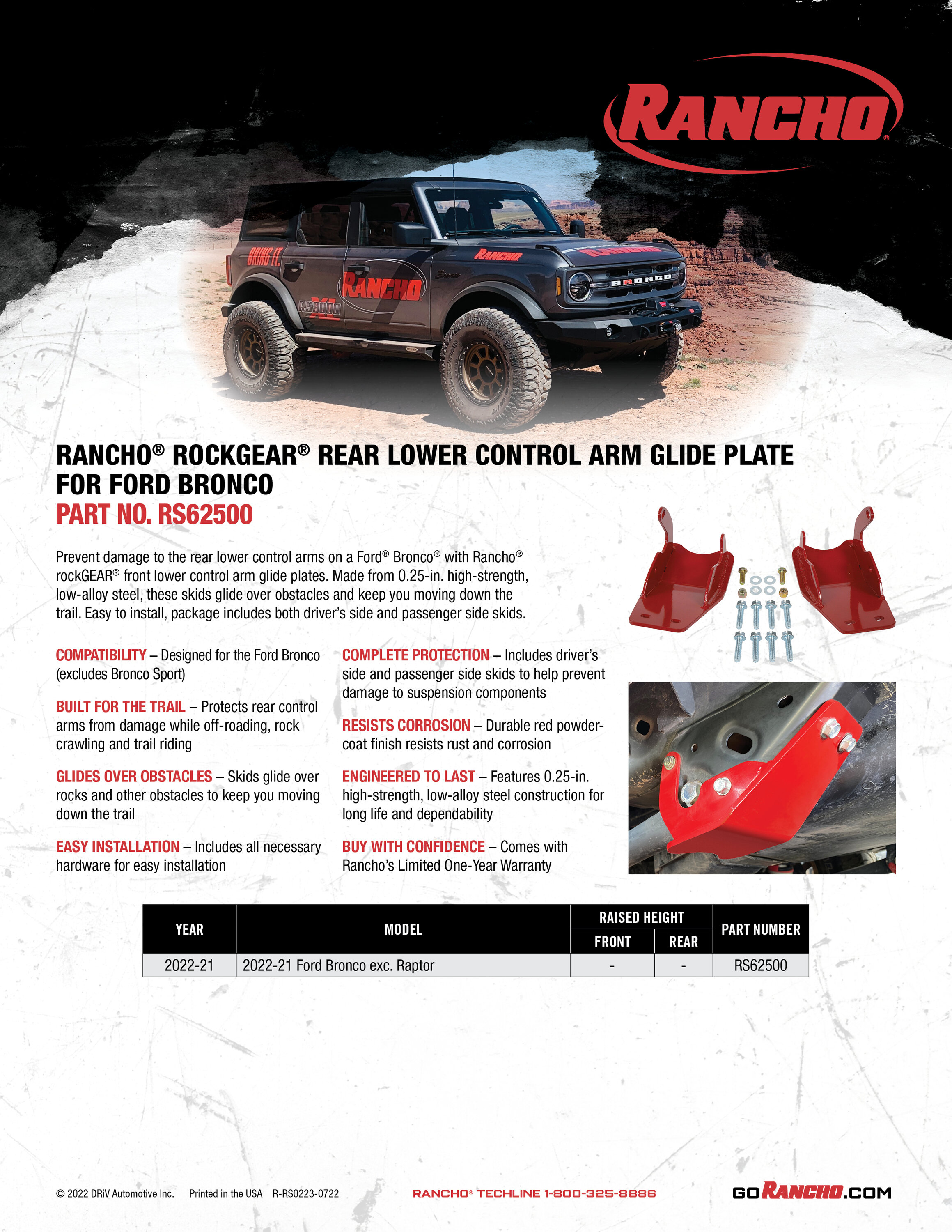 Ford Bronco Get your Rancho rockGEAR here!! 22-21 FordBronco_SkidPlate_RS62500_Sell_072522
