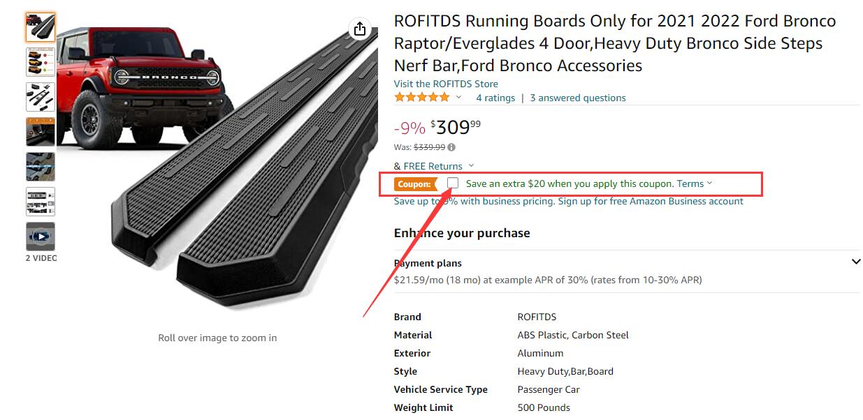 Ford Bronco 4-Door Bronco Running Boards-Sales 25698