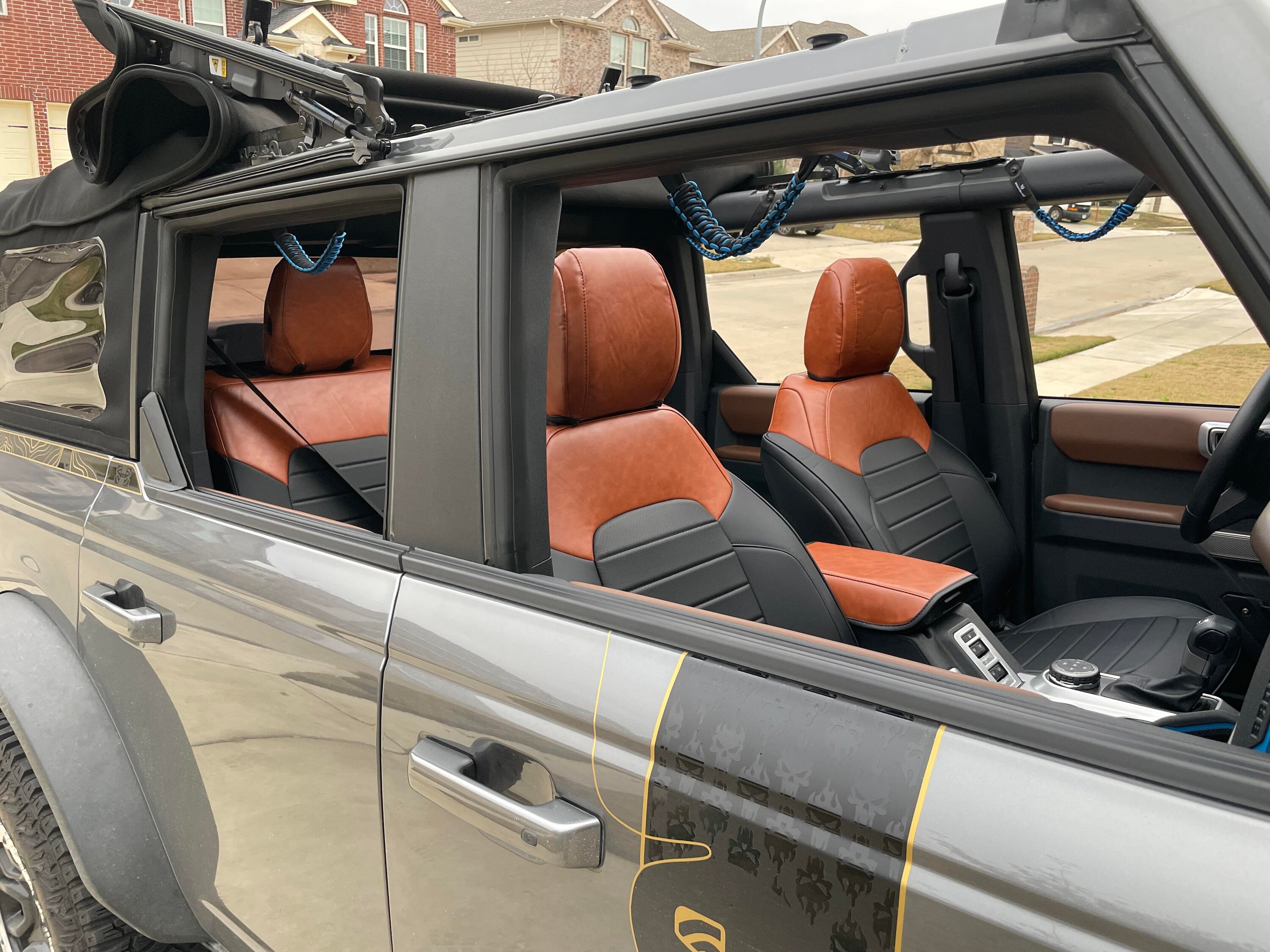 Ford Bronco Mabett Brown PU Leather Custom Seat Covers has rearranged its inventory! 319022664_532841678755944_7208258245786946672_n
