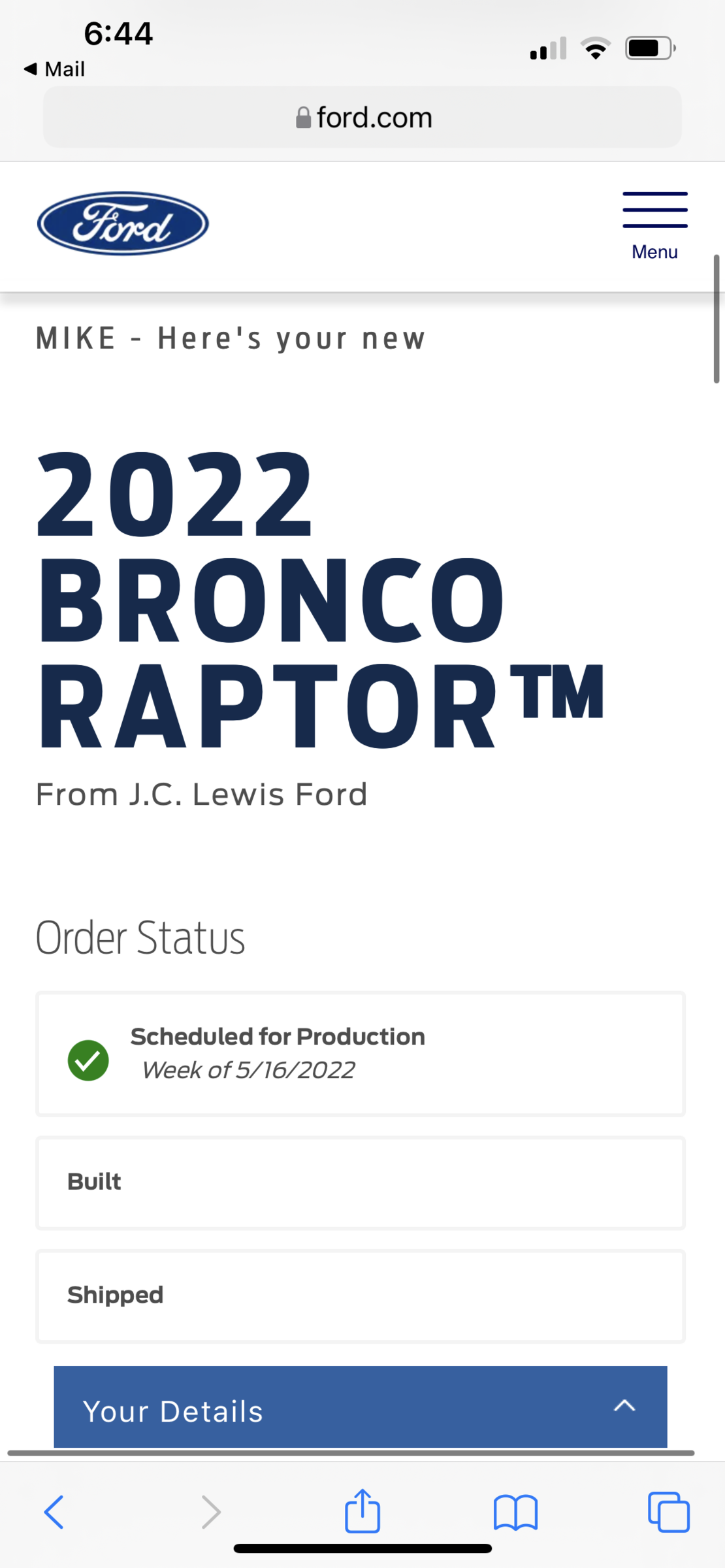 Ford Bronco ⏳ Bronco Raptor now being scheduled for production & VIN assigned 3A45C899-568D-44F0-AC14-E89A2D535BE0