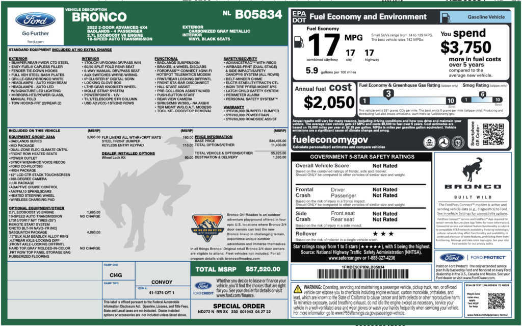 Ford Bronco 2022 2dr badlands sasquatch, 2.7, lux pkg - 67,500 43713242384.646130957.IM1.03.1024x639_A.1024x639