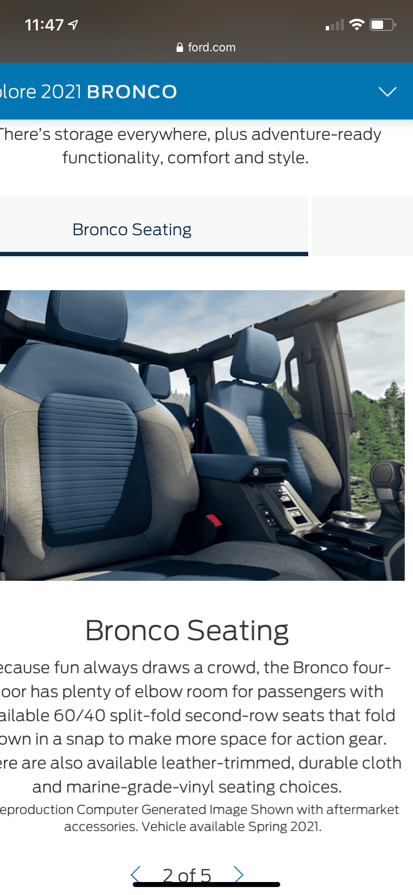 Ford Bronco Blue Interior 4561228B-9D89-479A-BC6A-2A003D575327
