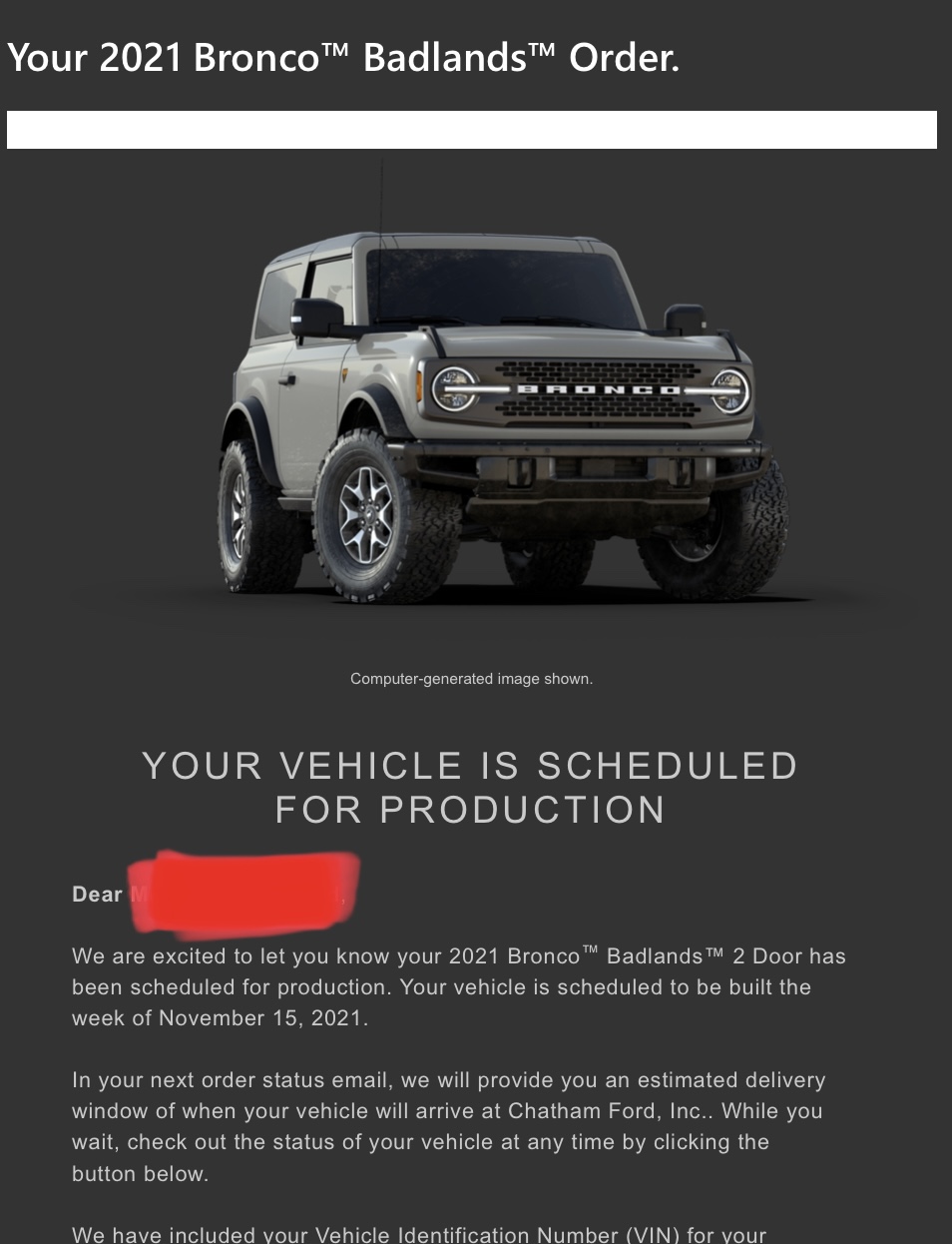 Can I still change color with a VIN but marked as an order? | Bronco6G -  2021+ Ford Bronco & Bronco Raptor Forum, News, Blog & Owners Community