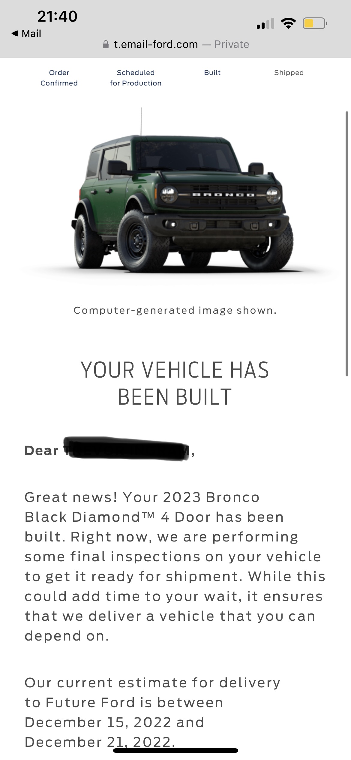 Ford Bronco 📬 Scheduling 11/17 for production weeks through 1/16 [Emails now rolling in!] 5A612CCC-71C9-48FB-B628-44B26124EABB