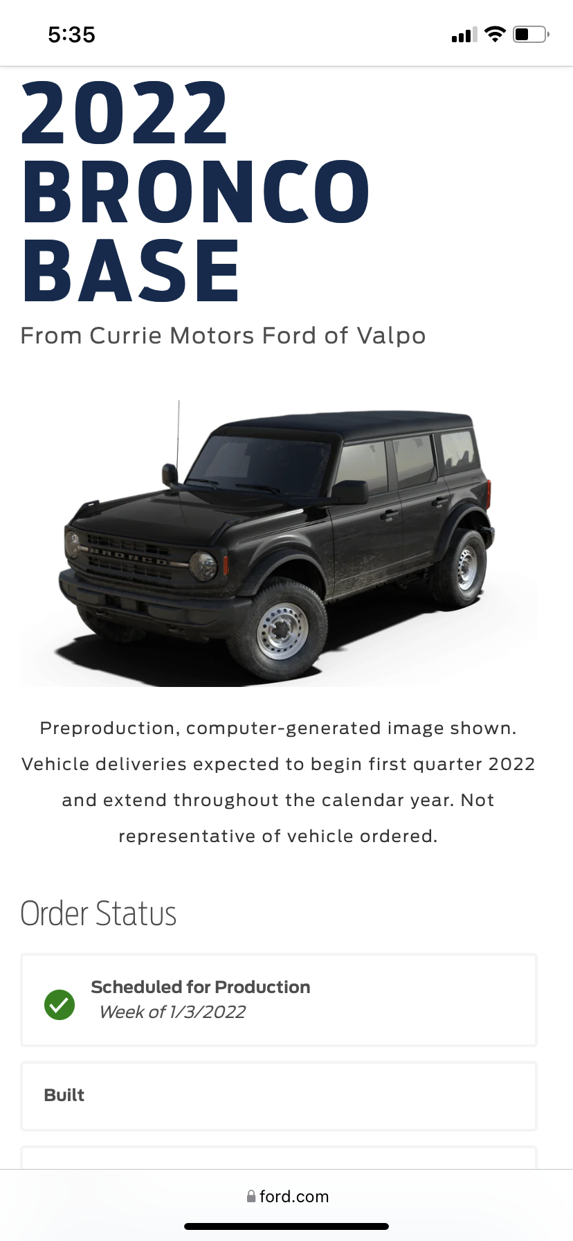 Ford Bronco 2022 order scheduled today (10/28) group 71DEE771-1FA8-441E-94ED-9C0BEEE076C2
