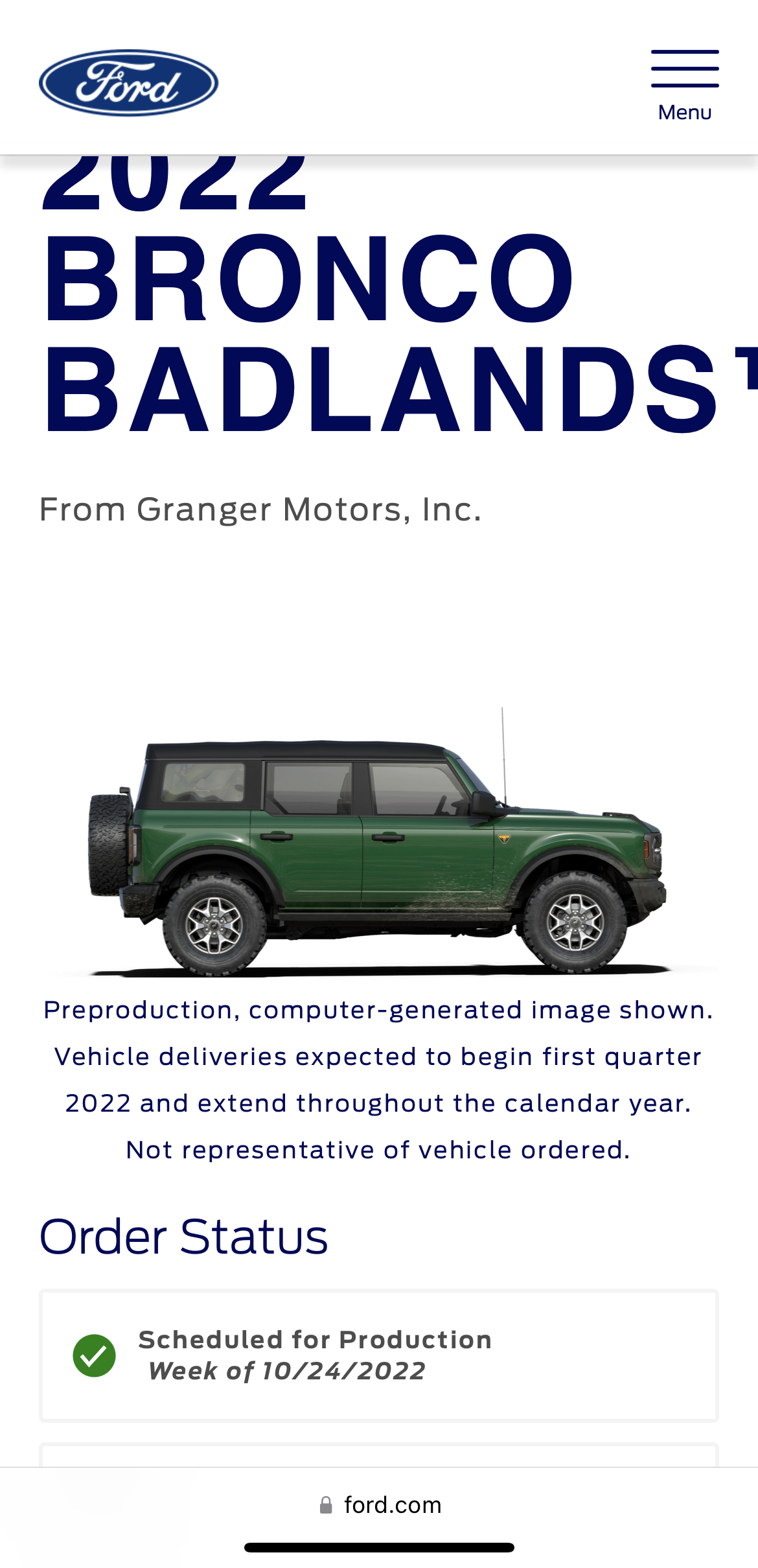 Ford Bronco Granger Ford July Update - Allocation for September Production, Current wait list, 2023 Speculation 77F01617-48D4-4A32-BC7F-3C07A3F8B2E7