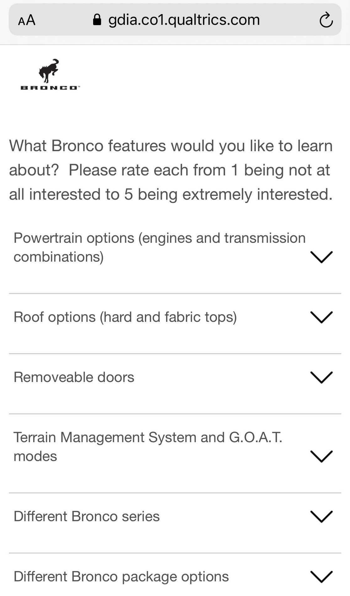 Ford Bronco Ford Sends New Survey: "Bronco Needs Your Help" 0127680E-C163-447F-9789-DCFDF6D37466