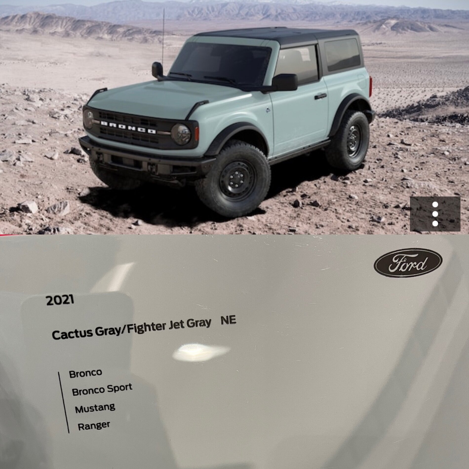 Ford Bronco Ford’s website gets the “Cactus Gray” render VERY wrong 9F6114E0-E77D-43B7-AD4A-BCB238C67F7A