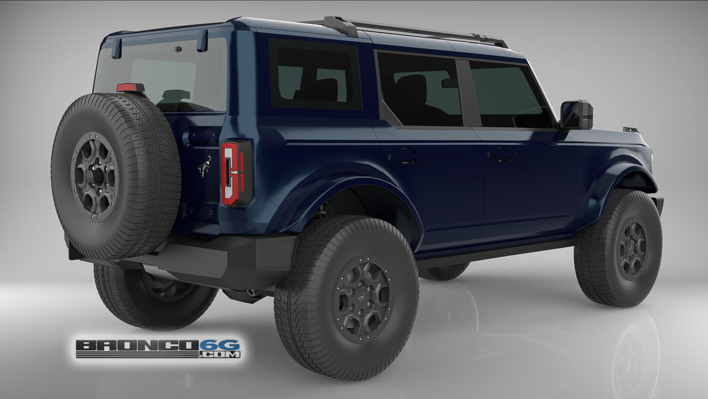 Ford Bronco 4 Door Bronco Colors 3D Model Visualized Antimatter Blue Painted Top and Fenders 4 Door 2021 Bronco 3D Model Rear