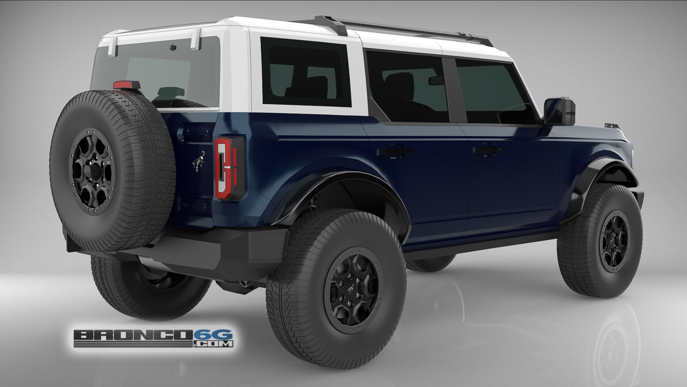 Ford Bronco 4 Door Bronco Colors 3D Model Visualized Antimatter Blue White Top 4 Door 2021 Bronco 3D Model Rear