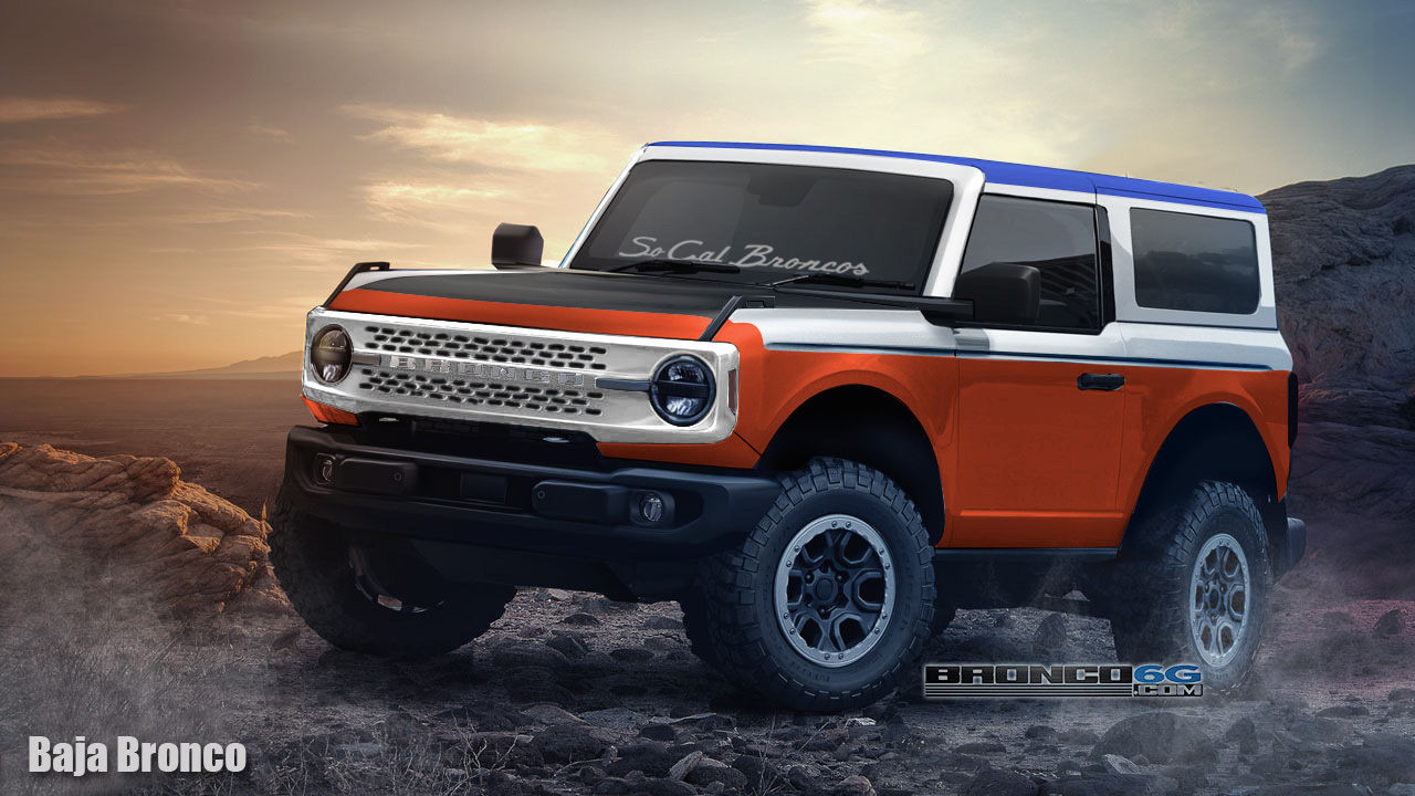 Bronco Bronco6G's 2021 Bronco in Production Colors, Painted and White Top, Flares, Grille [Preview Renderings] Baja Bronco 2021