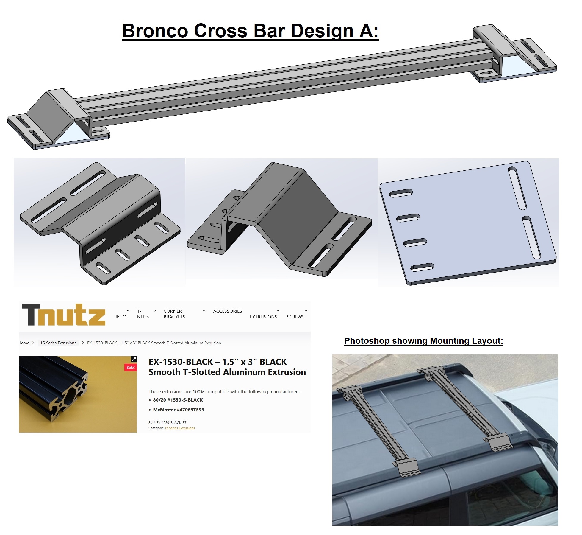 Ford Bronco OEM Roof Rack Add-Ons & T-Slot Cross Bars BR Cross Bar Design A