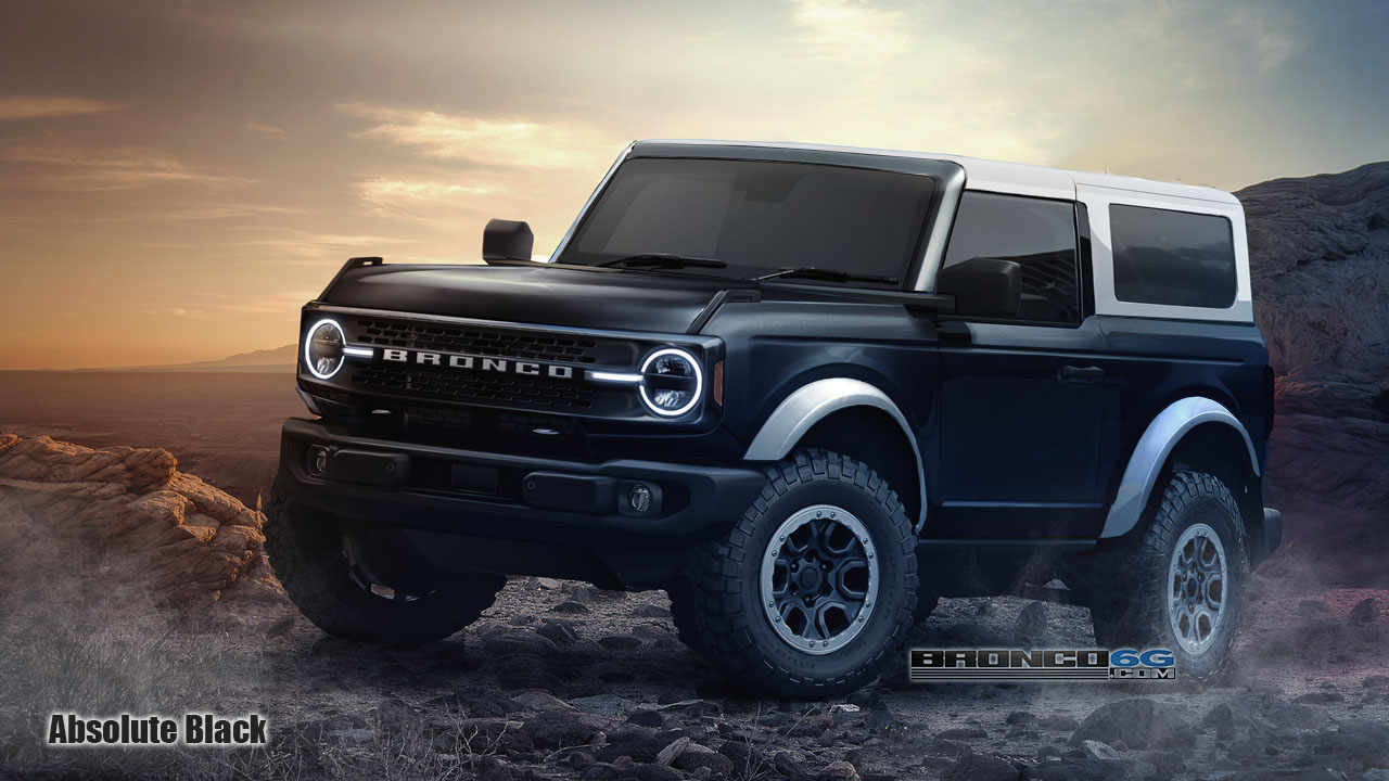 Ford Bronco Bronco6G's 2021 Bronco in Production Colors, Painted and White Top, Flares, Grille [Preview Renderings] Bronco-2dr_black-white