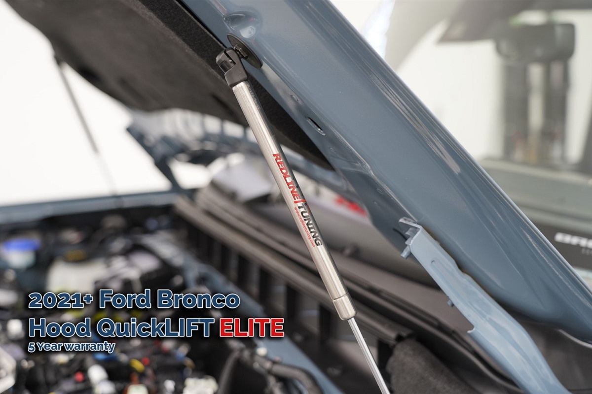 Ford Bronco Black Friday! 20% off all Redline Tuning Hood QuickLIFT systems! bronco-maxlift-elite-