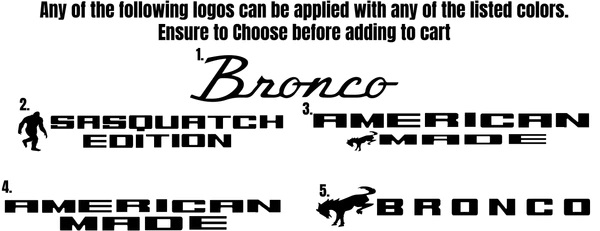 Ford Bronco FLAT 20% DISCOUNT ON BRONCO DECAL - 2021-2023 Ford Bronco Sport and Full Size 4 Door Sill Decal Full Set bronco-option-sheet_a88d8581-8655-4913-ad15-3d007d148c88