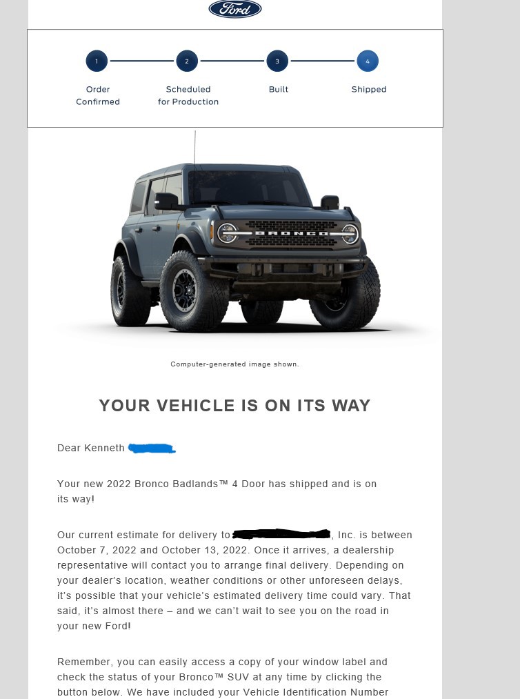 Ford Bronco 9/12/22 Build Week Group  **Now has Google Spreadsheet** bronco shipped