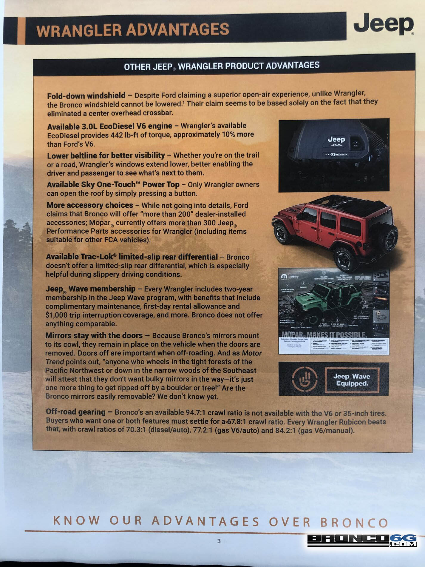 Bronco Is FCA getting nervous? Publishes Bronco vs Jeep Wrangler Info Sheet Guide bronco vs jeep proaganda 2