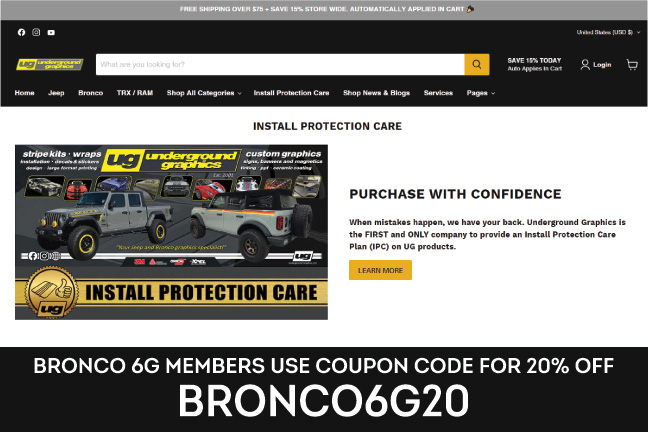 Ford Bronco Underground Graphics: Updated Site, IPC and NEW COUPON CODE! Bronco6G Coupon Code