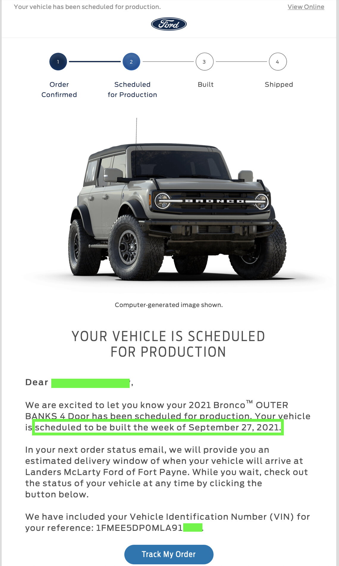 Ford Bronco Thought my build date got bumped, but I have a second truck coming. BroncoOrder1