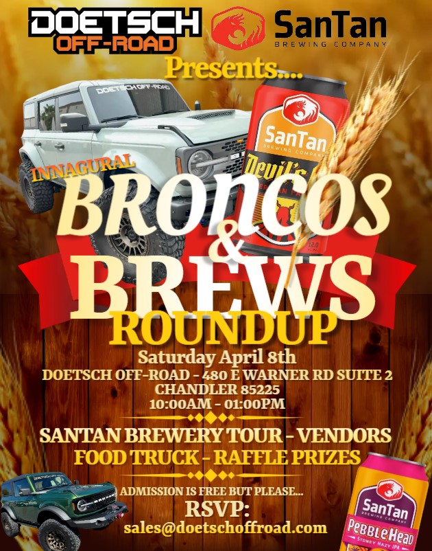 Ford Bronco Broncos & Brews Event - AZ, April 8th Broncos Brews Flyer